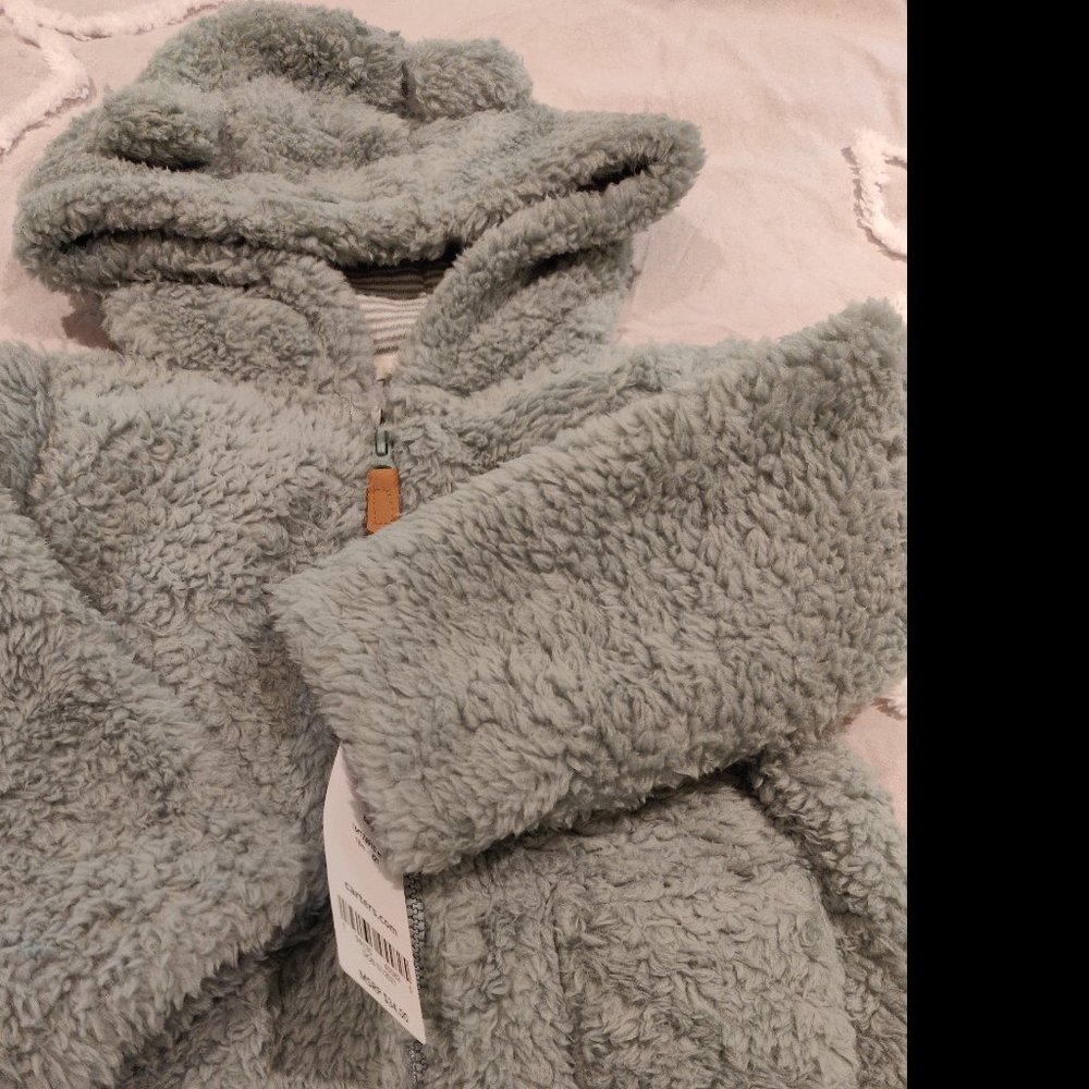 Carter's Sherpa blue coat with bear ears Super Soft 9 mos NWT